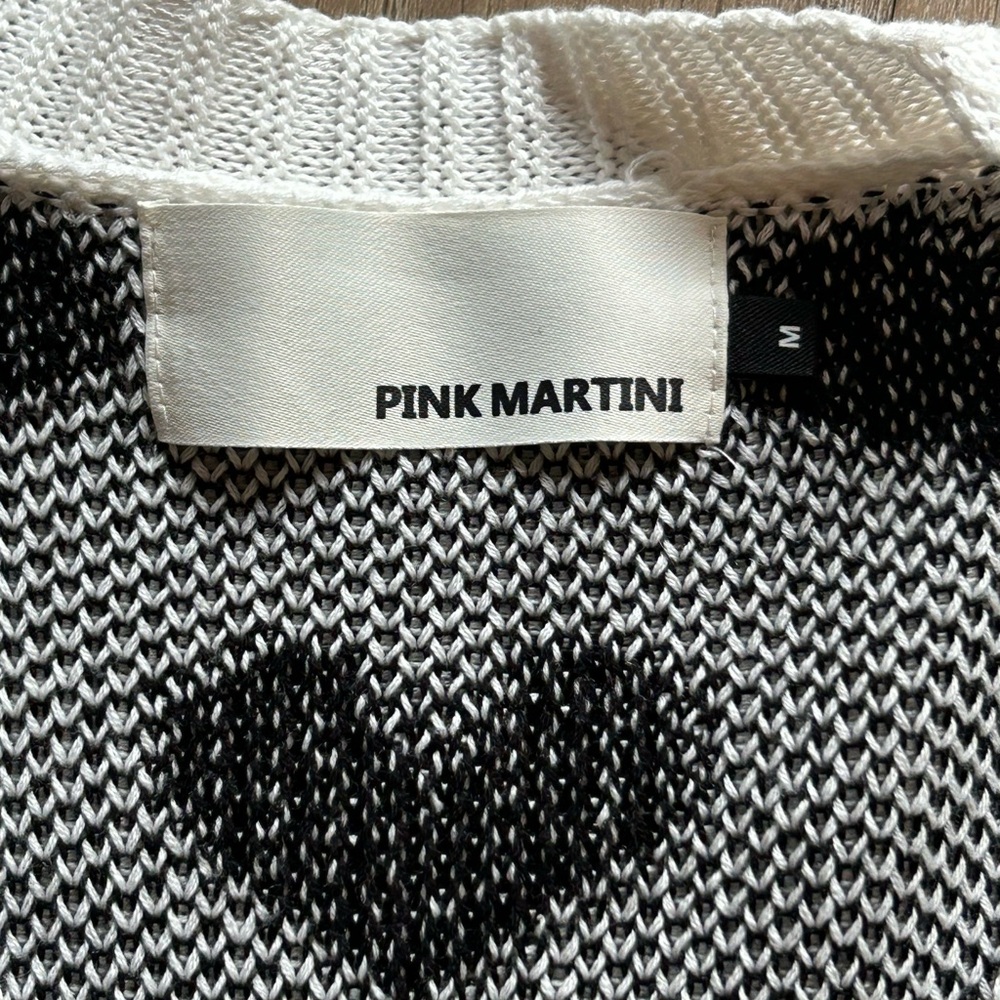 🌸 Pink Martini White Cardigan with Black Hearts – Size M - Picture 4 of 6